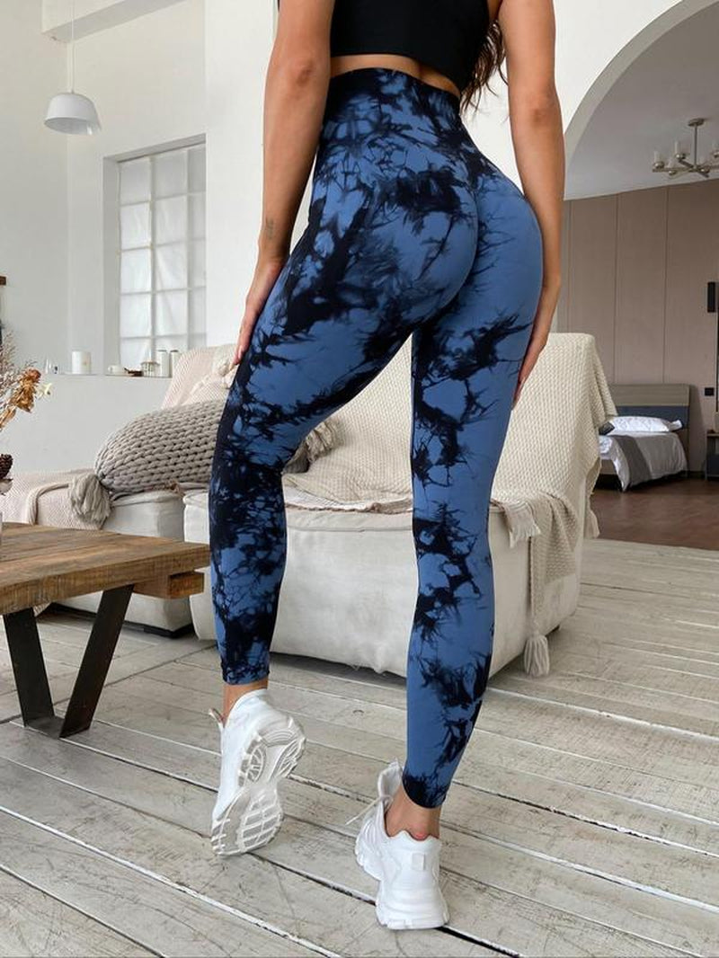 Women'S Plain / Tie Dye Print High Waist Sports Leggings, Gym Leggings, Skinny Pants for Workout Running, Women Sport & Outdoor Clothing