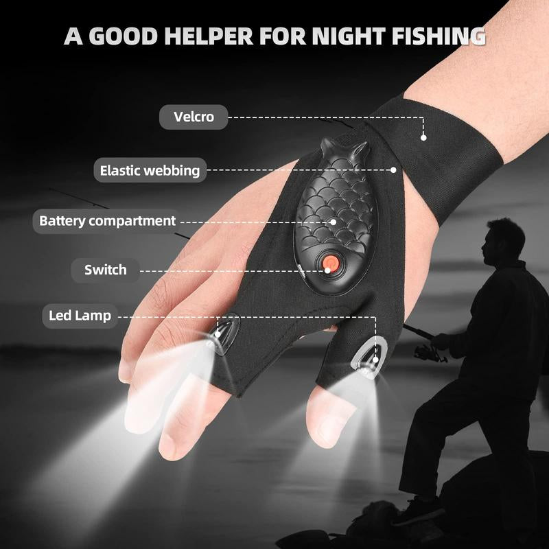 【Today'S Special 】Adjustable LED Flashlight Gloves for Night Work and Camping - Elastic Fabric, Comfortable Fit, Unique Flashlight Design