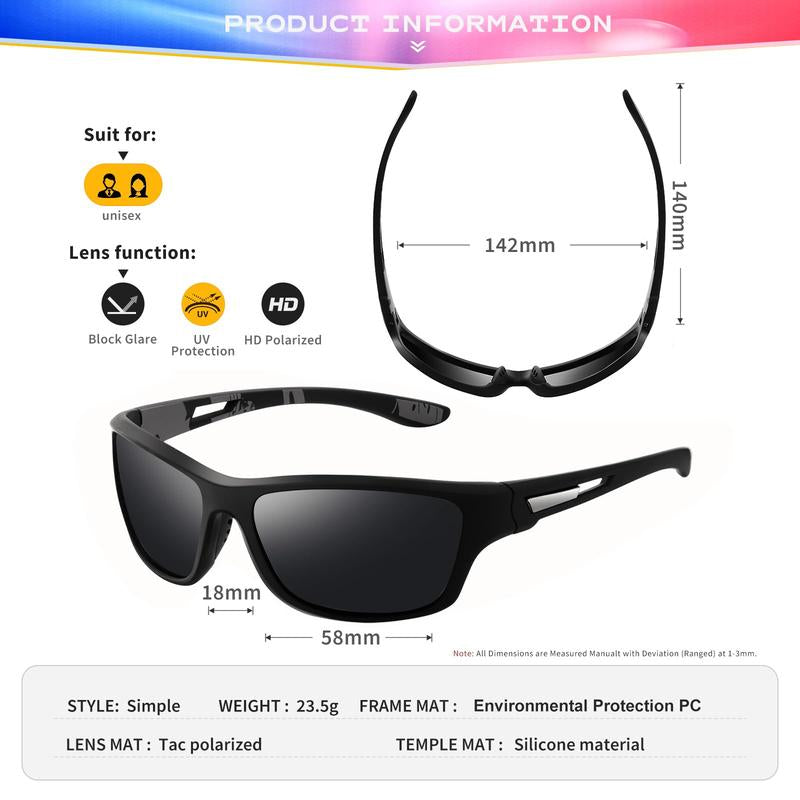 Sports Sunglasses Polarized UV400 Protective Eyewear Glasses Driving and Fishing Winding Goggles UV Protection Travel Accessories for Men Women