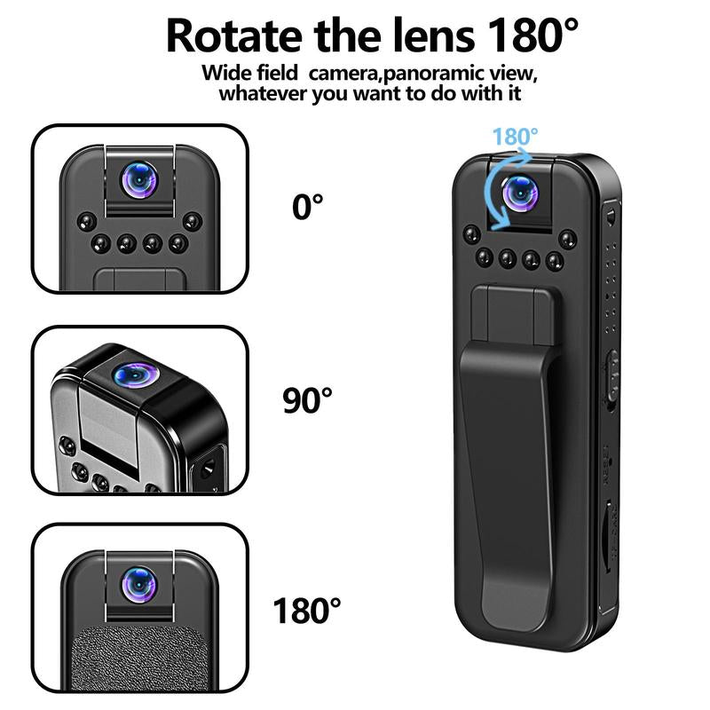 Portable Body Camera(1 Count), 1080P Vlog Body Camera with 180° Rotation Lens, Wearable Cam with IR Night Vision, Portable Sport DV Camcorder for Outdoor