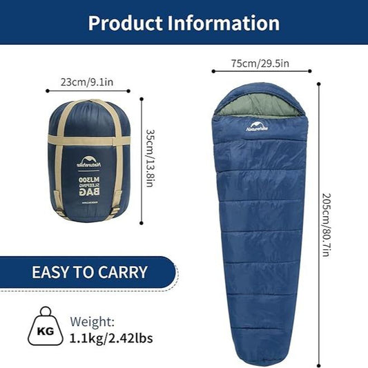 Naturehike Cold Weather Sleeping Bag for Adults, 30-39 ℉ Hollow Cotton Backpacking Sleeping Bag Winter, Mummy Sleeping Bag Warm for Camping, Hiking