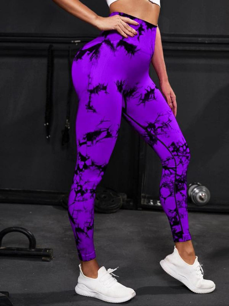 Women'S Plain / Tie Dye Print High Waist Sports Leggings, Gym Leggings, Skinny Pants for Workout Running, Women Sport & Outdoor Clothing