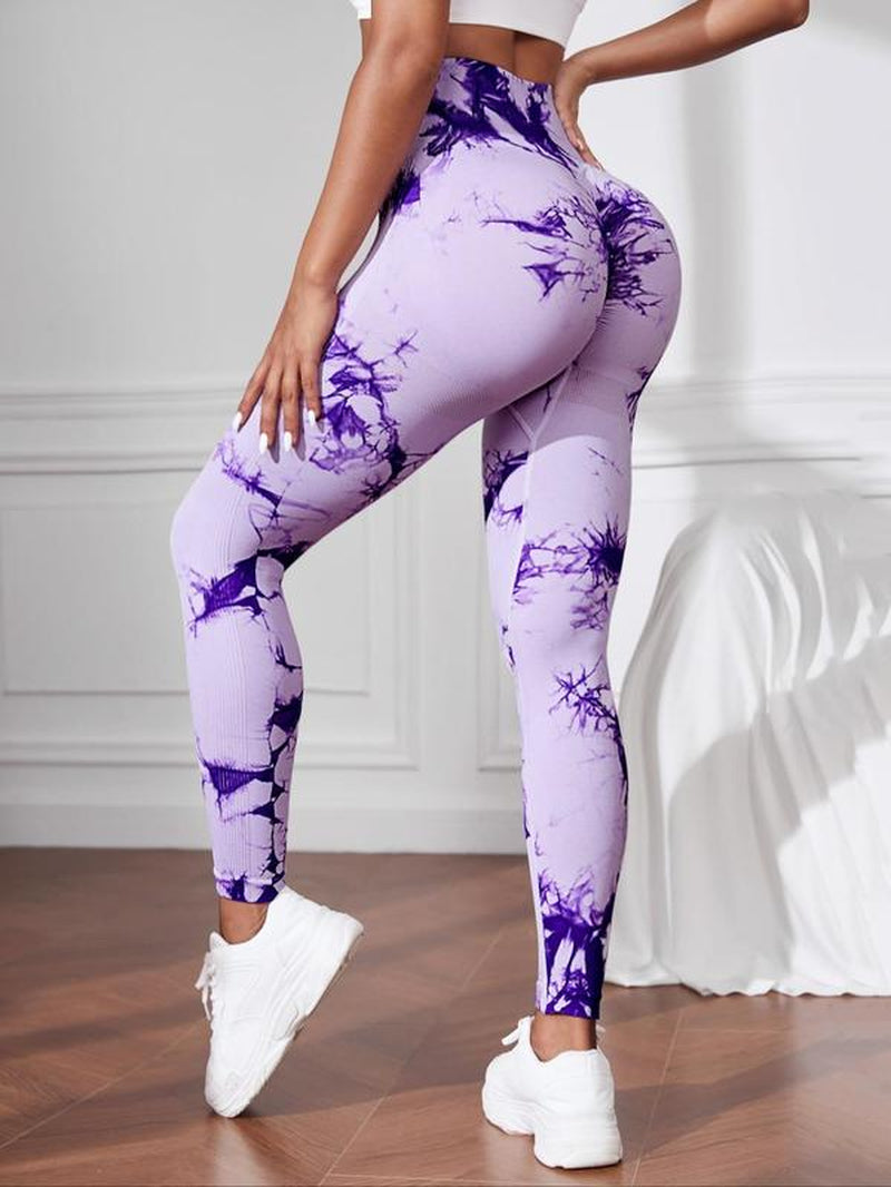 Women'S Plain / Tie Dye Print High Waist Sports Leggings, Gym Leggings, Skinny Pants for Workout Running, Women Sport & Outdoor Clothing