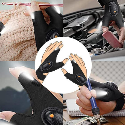 【Today'S Special 】Adjustable LED Flashlight Gloves for Night Work and Camping - Elastic Fabric, Comfortable Fit, Unique Flashlight Design