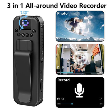 Portable Body Camera(1 Count), 1080P Vlog Body Camera with 180° Rotation Lens, Wearable Cam with IR Night Vision, Portable Sport DV Camcorder for Outdoor