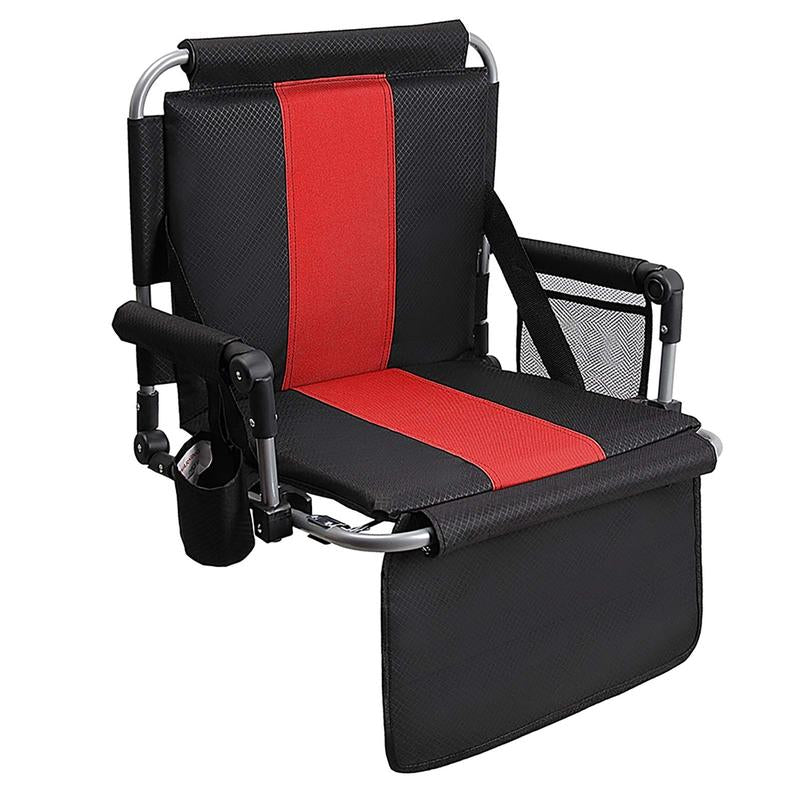 ALPHA CAMP Folding Stadium Seat Bleacher Chair with Cup Holder, Mesh Bag and Hide Hooks, Portable Stadium Chair with Back and Cushion