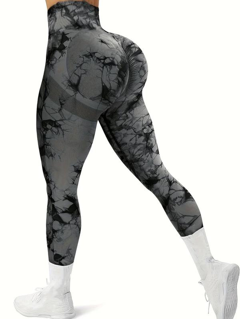 Women'S Plain / Tie Dye Print High Waist Sports Leggings, Gym Leggings, Skinny Pants for Workout Running, Women Sport & Outdoor Clothing