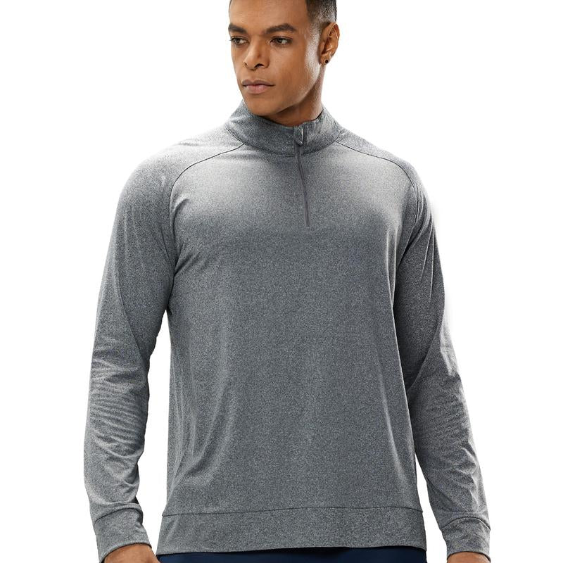 MIER Men'S Quarter Zip Pullover UPF 50+ Long Sleeve Running Athletic Shirts, Breathable, Brushed Back Fleece