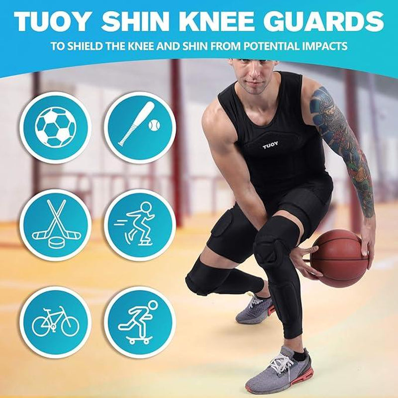 TUOY with Shin Guard Pads, Protective Shin/ for , Football, Basketball, Wrestling, Volleyball (A Pair)Compressiontinker Arm Bands Arm Safety Gear Eva Foam Football Accessories