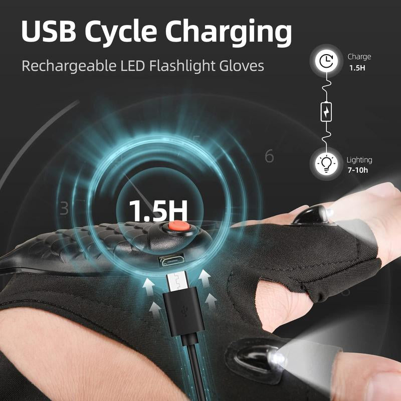 【Today'S Special 】Adjustable LED Flashlight Gloves for Night Work and Camping - Elastic Fabric, Comfortable Fit, Unique Flashlight Design