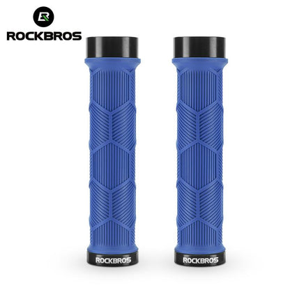 ROCKBROS Bike Grips, Bike Handle Grips, Double Lock-On High Gloss Reflector Bike Handlebar Grips Suit for BMX, MTB, Mountain, Folding Bike with 22Mm Diameter