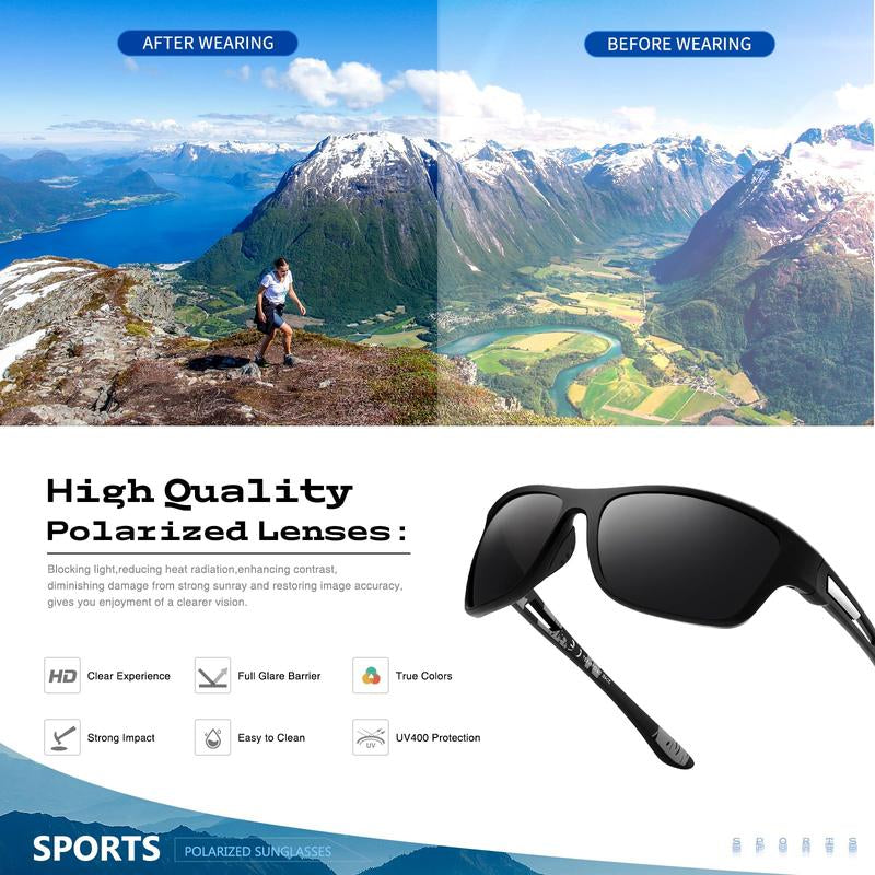 Sports Sunglasses Polarized UV400 Protective Eyewear Glasses Driving and Fishing Winding Goggles UV Protection Travel Accessories for Men Women