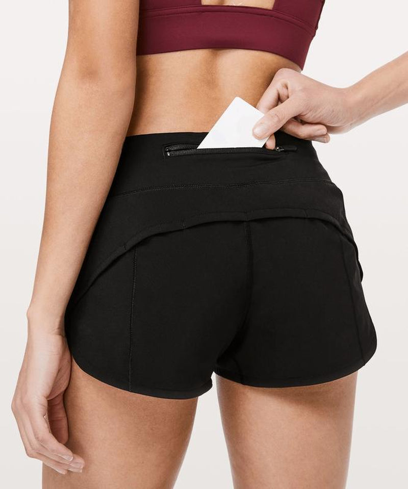 Women'S Speed 2.5" Athletic & Running Shorts with Zipper Pocket High-Waisted Quick-Drying