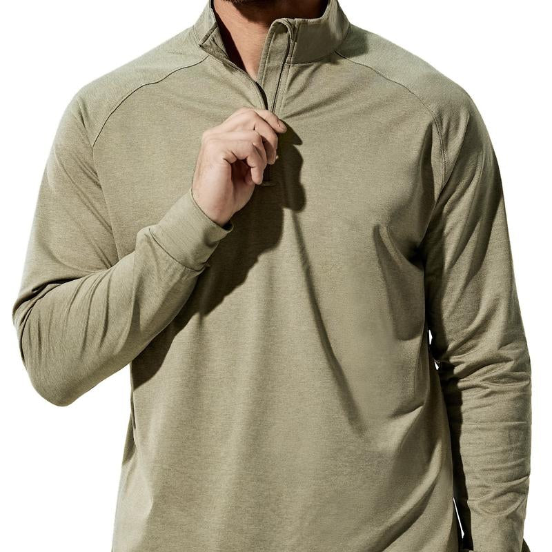 MIER Men'S Quarter Zip Pullover UPF 50+ Long Sleeve Running Athletic Shirts, Breathable, Brushed Back Fleece