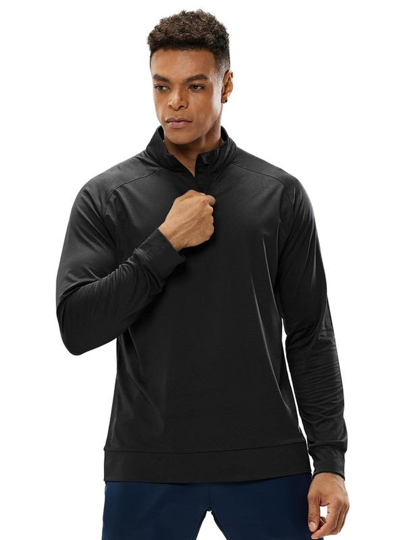 MIER Men'S Quarter Zip Pullover UPF 50+ Long Sleeve Running Athletic Shirts, Breathable, Brushed Back Fleece