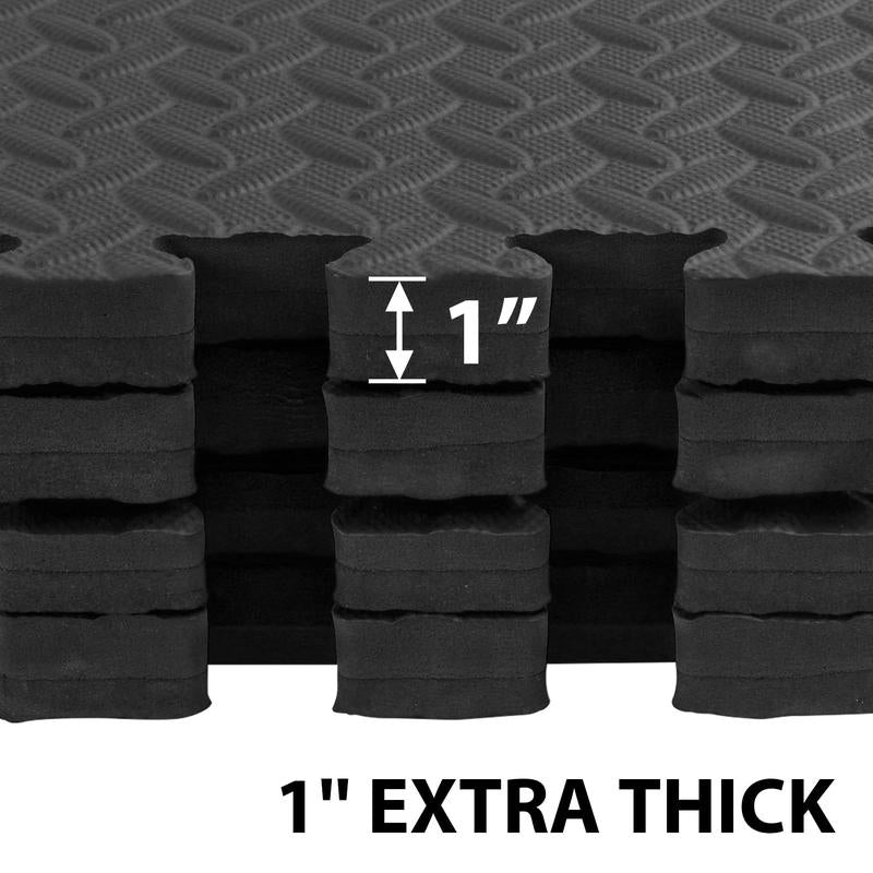 ER KANG Floor Mats, 1'' Thick Puzzle Exercise Mat, EVA Foam Interlocking Tiles for Protective, Cushioned Workout Flooring Matsfor Home Gym