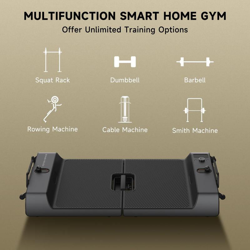 Motion Space:All in 1 Smart Fitness Board,Foldable Office/Home Gym Exercise Equipment,Full-Body Muscle Workout,Men/Women,Space-Saving,Multi-Functinalities of Rowing Machine,Barbell,Dumbbells,Pulley System, Smith Machine,App,Wifi,Bluetooth