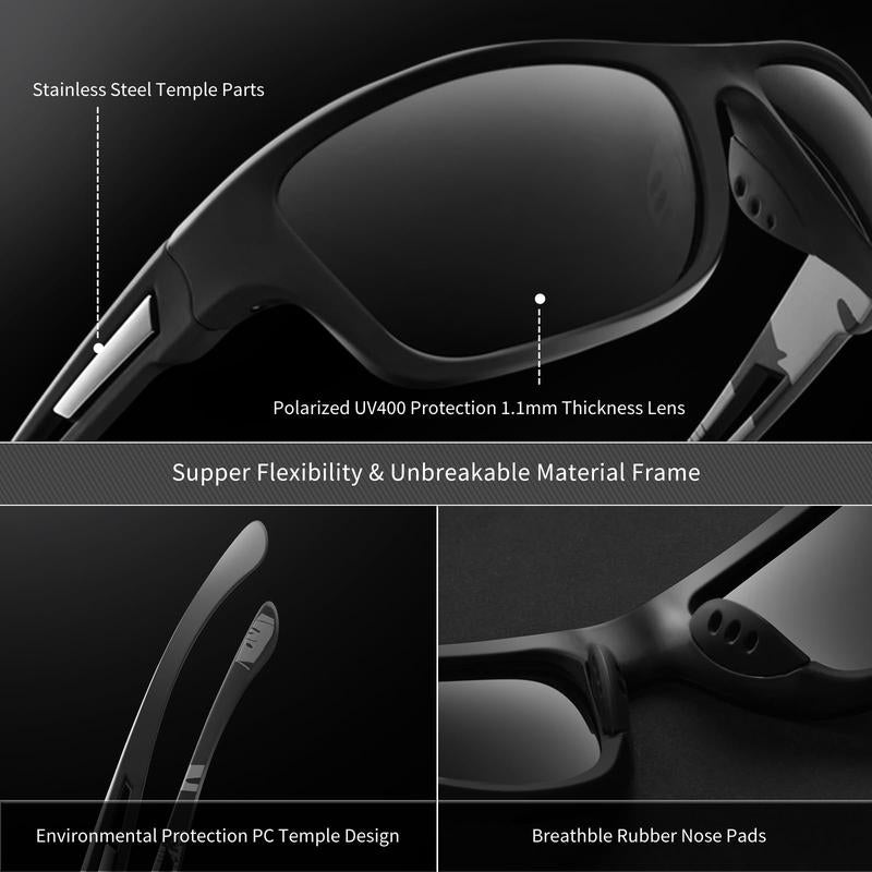 Sports Sunglasses Polarized UV400 Protective Eyewear Glasses Driving and Fishing Winding Goggles UV Protection Travel Accessories for Men Women