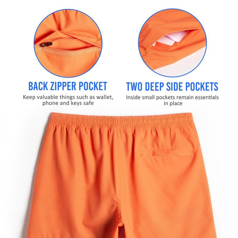 2 in 1 Stretch Long Lined Orange Gym Shorts