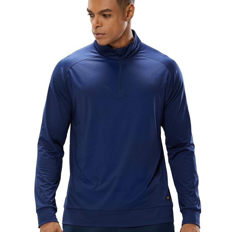 MIER Men'S Quarter Zip Pullover UPF 50+ Long Sleeve Running Athletic Shirts, Breathable, Brushed Back Fleece