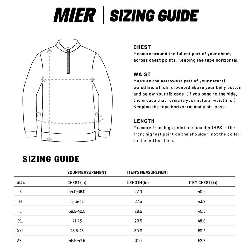 MIER Men'S Quarter Zip Pullover UPF 50+ Long Sleeve Running Athletic Shirts, Breathable, Brushed Back Fleece